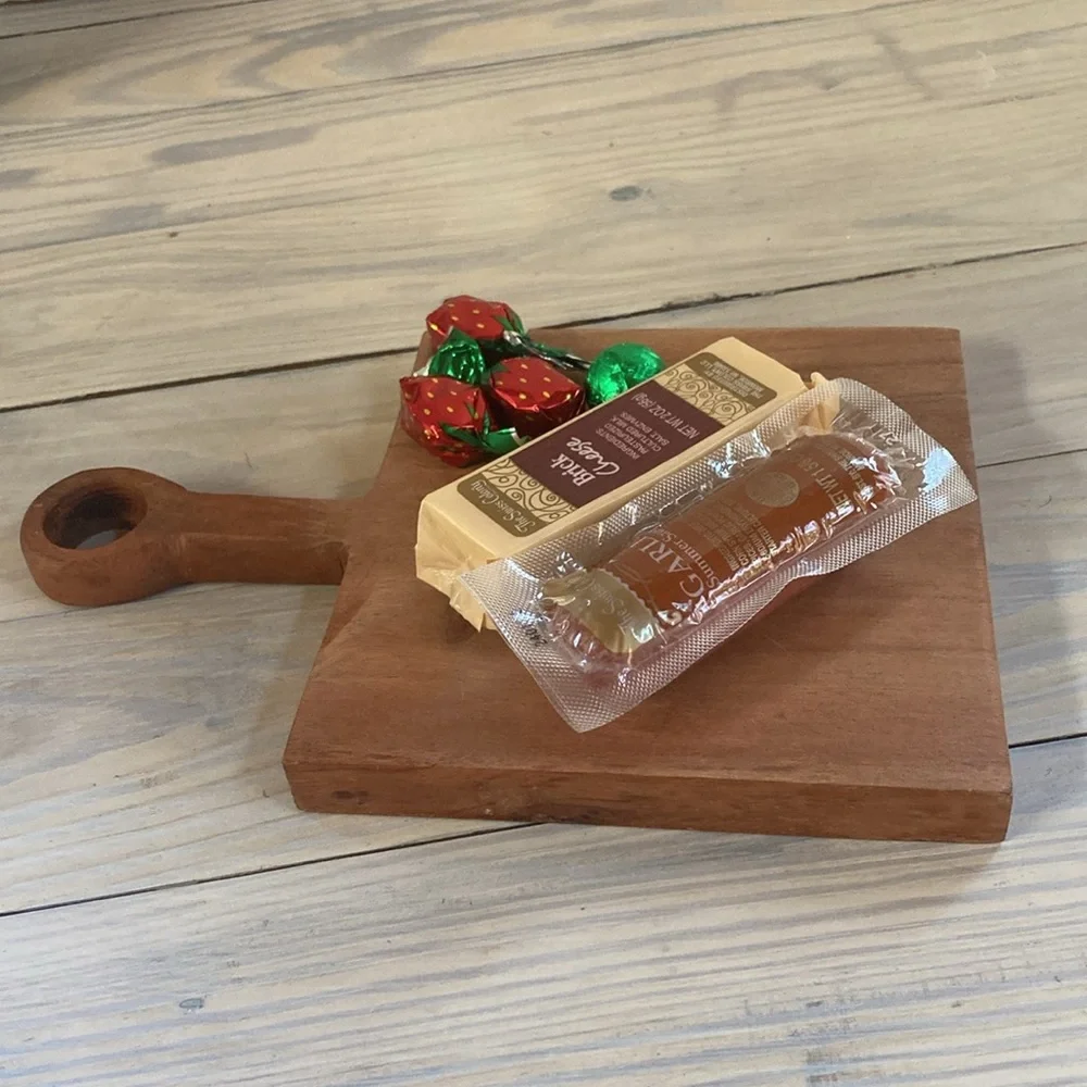 Charcuterie Cutting Small Square with Handle Serving Board Dark Wood 5.5 x 6 in